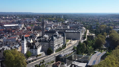 Boulevard-des-Pyrénées-aerial-view-sunny-day-Pau-France-church-old-city-center